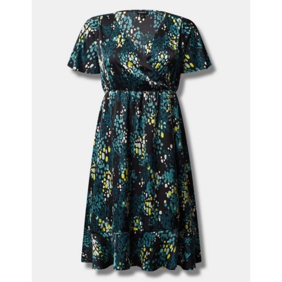 🆕 Midi Bubble Charm Flutter Sleeve Wrap Dress 3 3X 22 24 NWT Torrid New - Picture 4 of 5